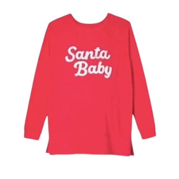 NWT Ingrid & Isabel Maternity Santa Baby Christmas Long Sleeve Top  Size XS - Picture 4 of 6